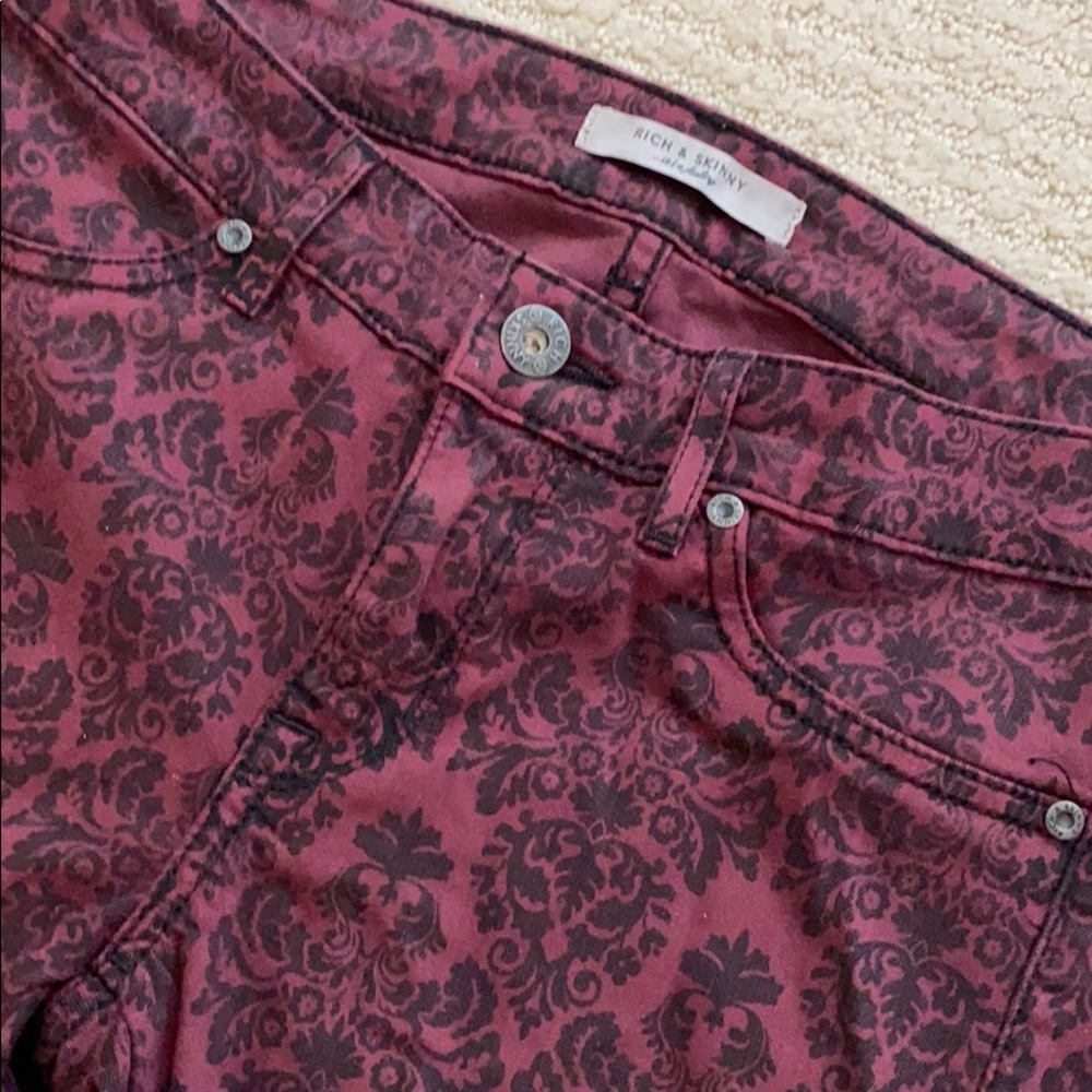 Rich & Skinny jeans 27 burgundy & black pattern